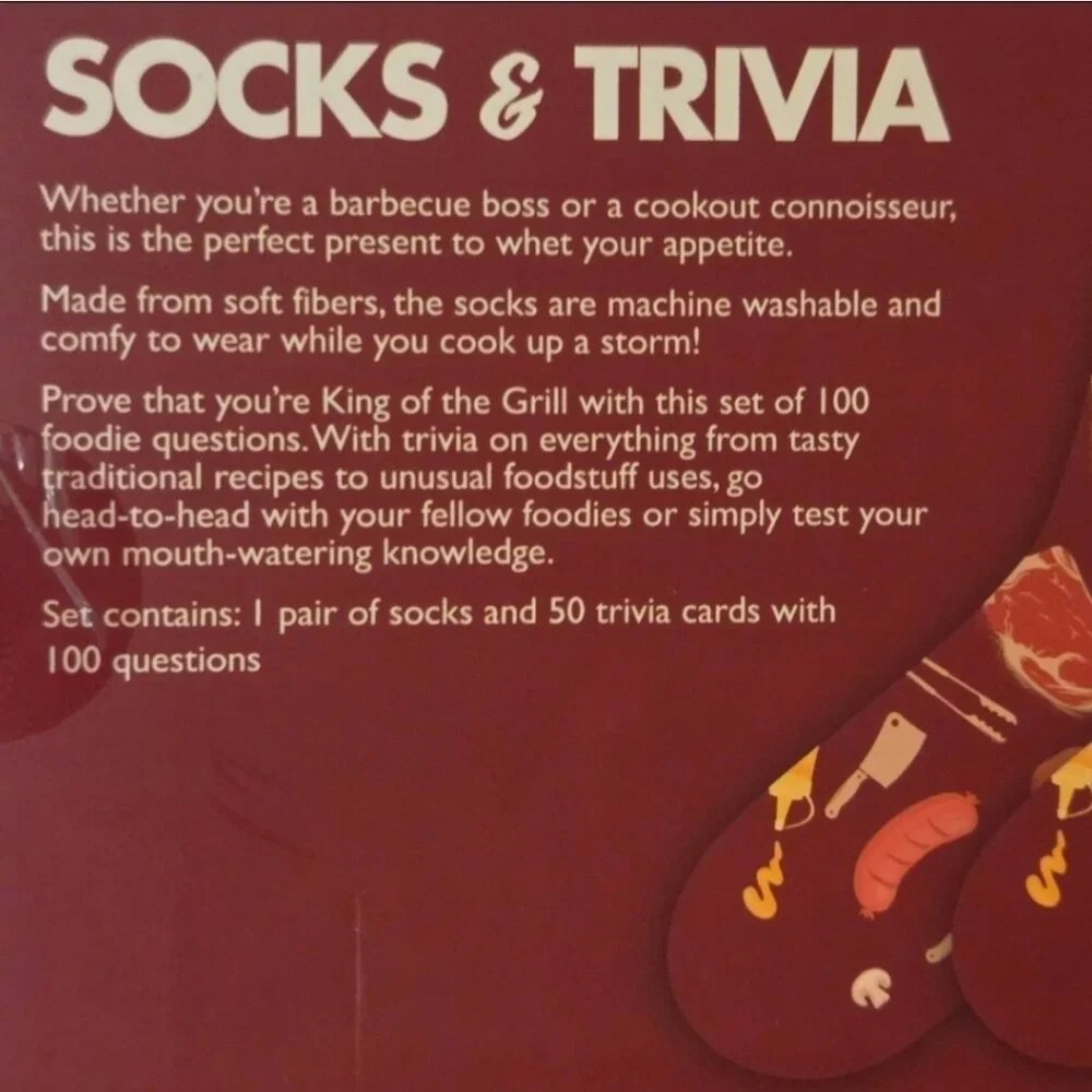 NWT Professor Puzzle Men's Foodie Socks & Trivia Card Set